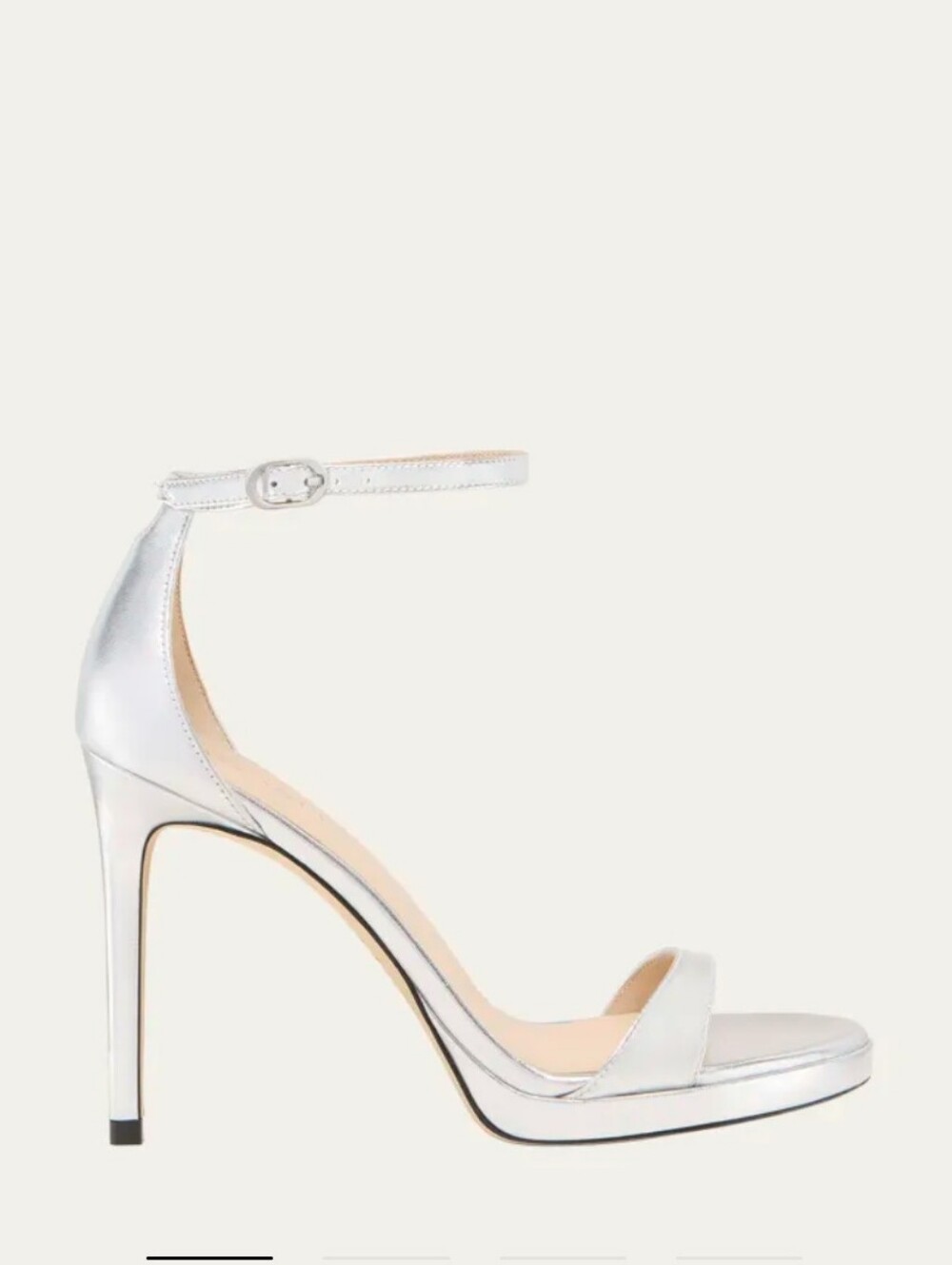 Stuart Weitzman Silver Nudist Platform Ankle-Strap Sandals